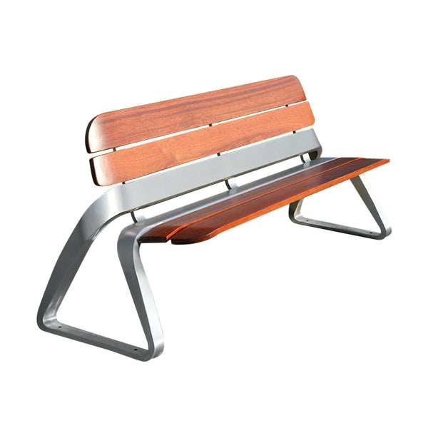 MASON TAYLOR Stainless Steel Garden Chair Merbau Wood - Brown&Silver