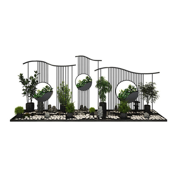 MASON TAYLOR Iron Frame Indoor Plant Stand Decorative Partition - Black