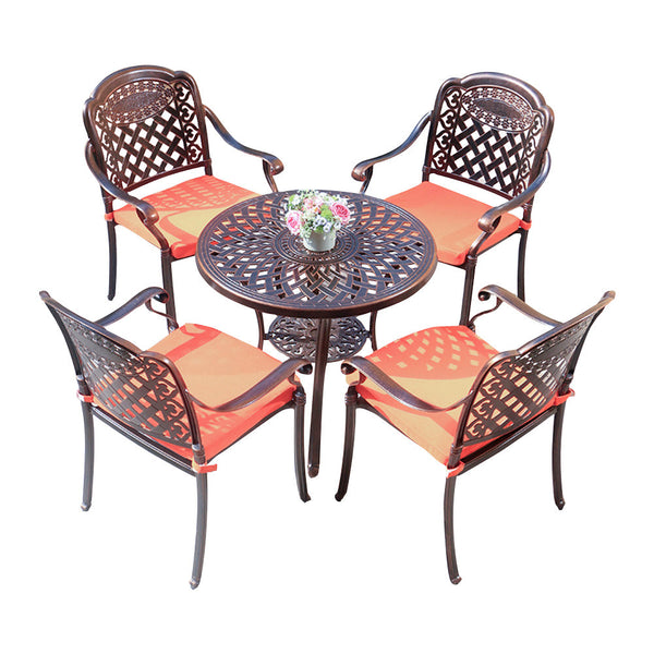 MASON TAYLOR Cast Aluminum Wrought Iron Outdoor Table and Chair Set Outdoor Furniture - Bronze