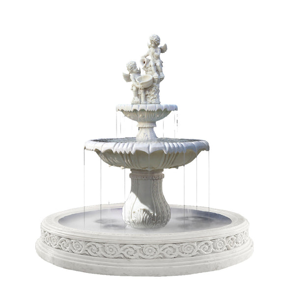 MASON TAYLOR Angel 3 Tier Garden Sandstone Water Feature Outdoor Garden, Backyard Water Fountain - Beige