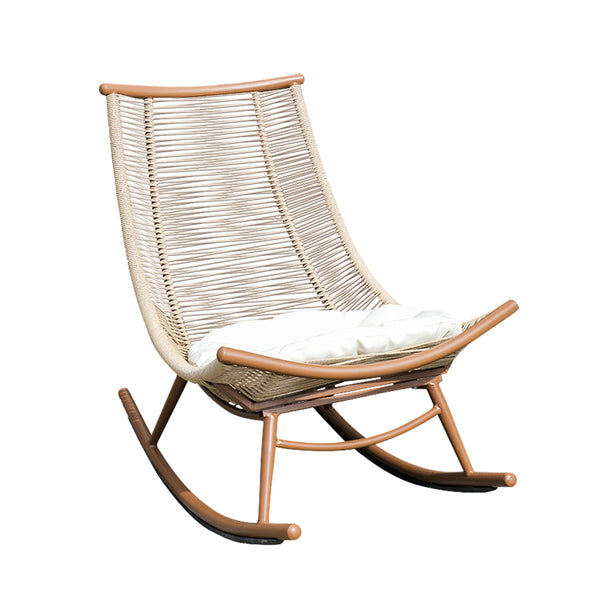 MASON TAYLOR Alloy Frame Rocking Chair w/ Cushion Wrapped with PE Rattan - Wood