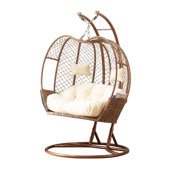 MASON TAYLOR 1 Person PE Rattan Apple Style Hanging Swing Chair - Coffee