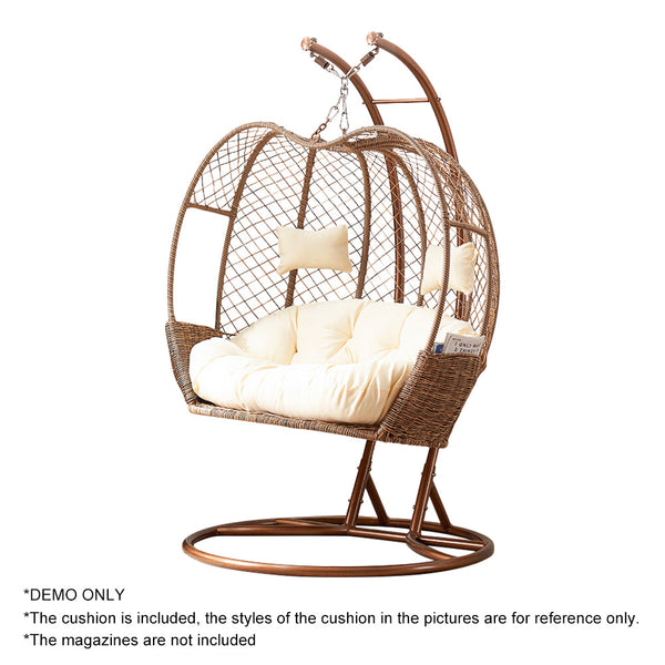 MASON TAYLOR 1 Person PE Rattan Apple Style Hanging Swing Chair - Coffee