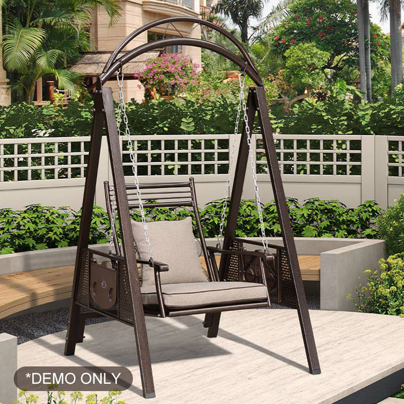 MASON TAYLOR 1 Person Alloy Steel Frame Hanging Swing Chair - Brown