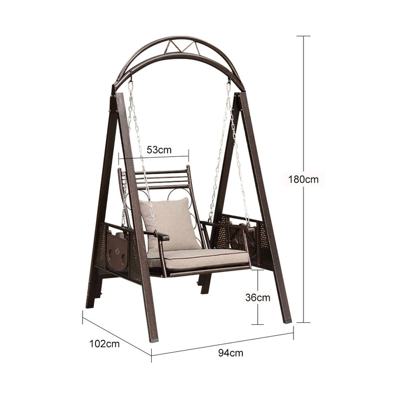 MASON TAYLOR 1 Person Alloy Steel Frame Hanging Swing Chair - Brown