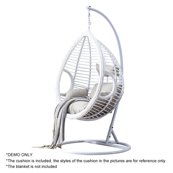 MASON TAYLOR 1 Person PE Rattan Hanging Swing Chair Adjustable Height - White